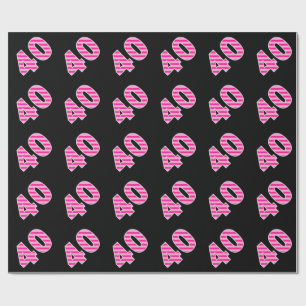 Pink Stripes 40 Event # (Geburtstag, Jahrestag) Geschenkpapier