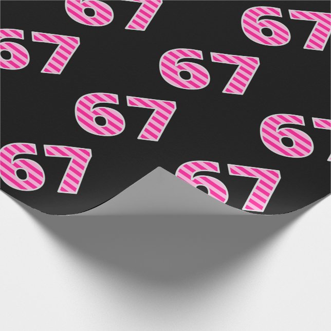 Pink Stripes 67 Event # (Geburtstag, Jahrestag) Geschenkpapier (Ecke)