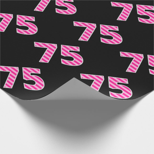 Pink Stripes 75 Event # (Geburtstag, Jahrestag) Geschenkpapier (Ecke)