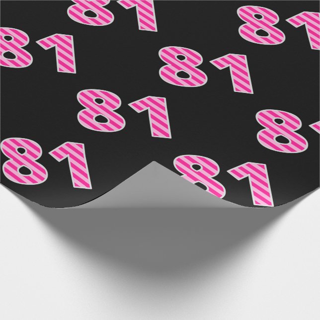 Pink Stripes 81 Event # (Geburtstag, Jahrestag) Geschenkpapier (Ecke)