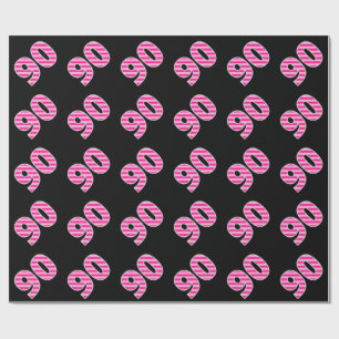 Pink Stripes 90 Event # (Geburtstag, Jahrestag) Geschenkpapier