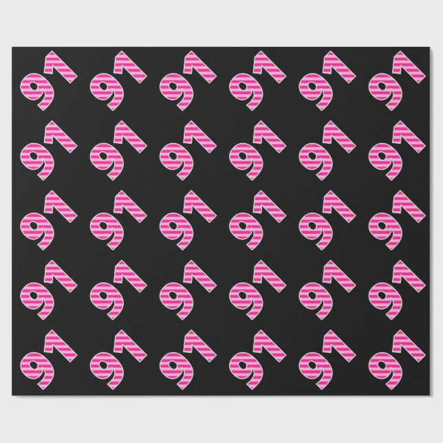 Pink Stripes 91 Event # (Geburtstag, Jahrestag) Geschenkpapier (Flach)