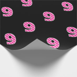 Pink Stripes 9 Event # (Geburtstag, Jahrestag) Geschenkpapier