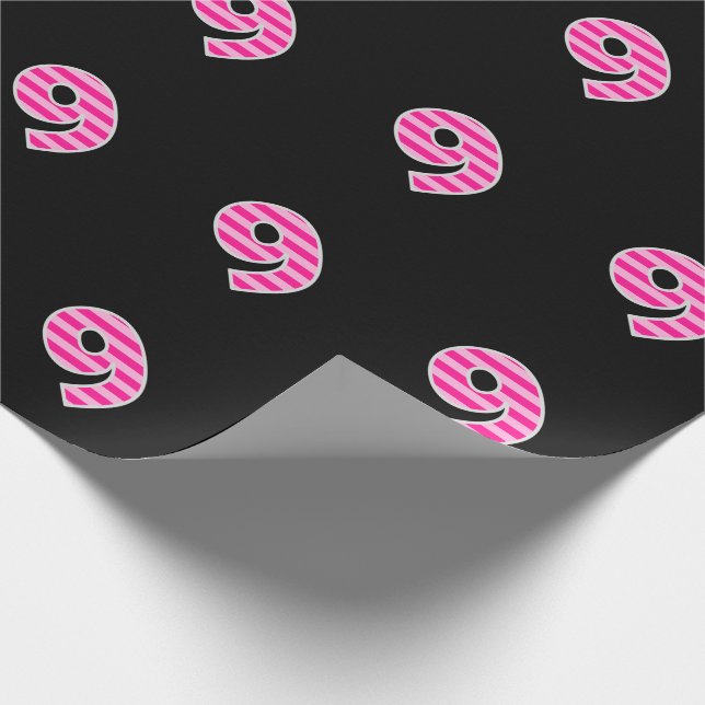 Pink Stripes 9 Event # (Geburtstag, Jahrestag) Geschenkpapier (Ecke)