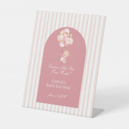 Pink Stripes Balloons Niedlich Teddy Bären benutze Sockelschild