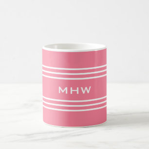 Pink Stripes benutzerdefinierte Monogramm-Tasse Tasse