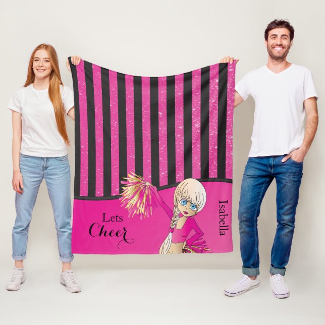 Pink Stripes Cheer Cheerleader Fleecedecke (Beispiel)