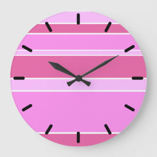 Pink stripes große wanduhr