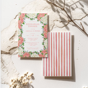 Pink Stripes Hydrangeas Hochzeitsessen Probe Einladung