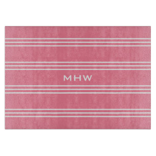 Pink Stripes, kundenspezifische Monogramm-Schnittt Schneidebrett