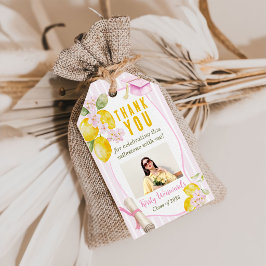 Pink Stripes Lemons and Flowers Graduation Geschenkanhänger