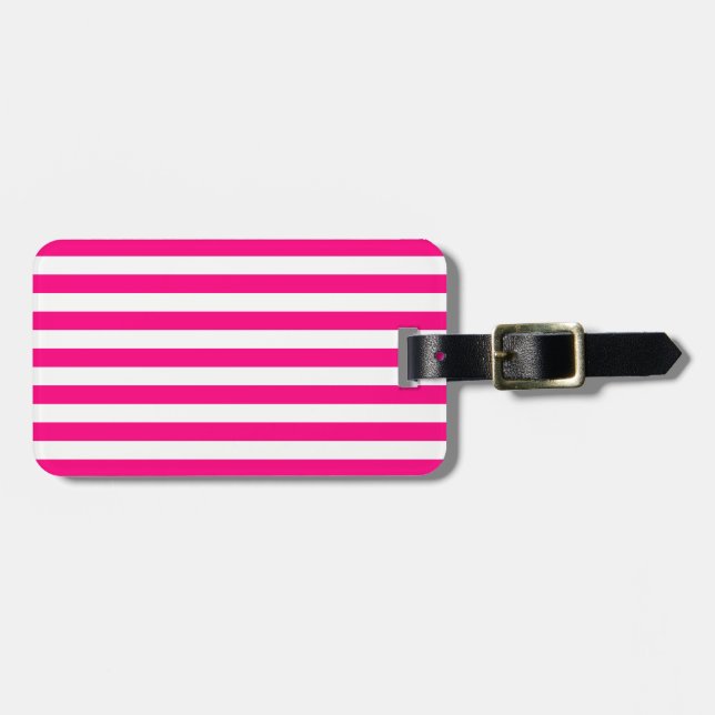 Pink Stripes Muster Gepäckanhänger (Vorderseite horizontal)