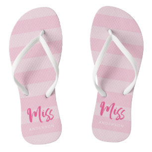 Pink Stripes Personalisieren mit Name Miss Flip Flops