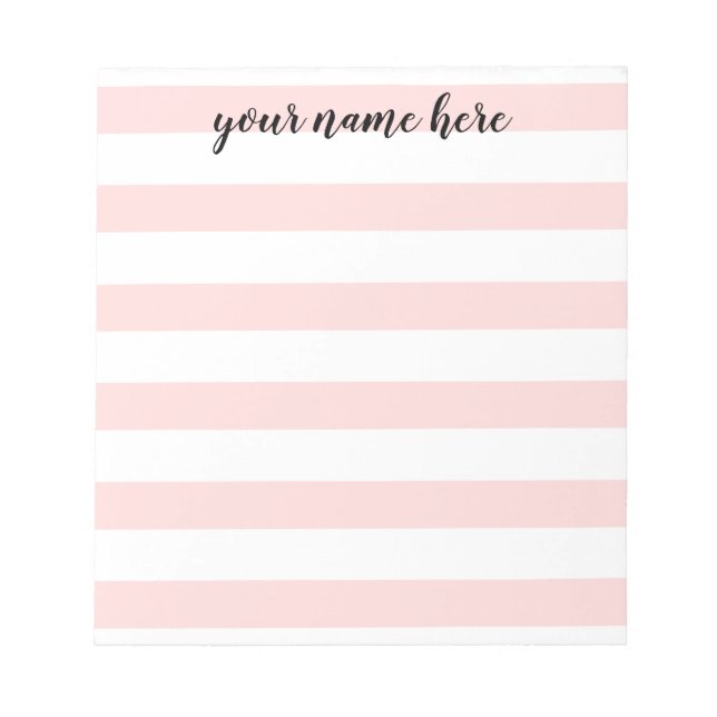 Pink Stripes Personalisiert Notepad Notizblock (Vorderseite)