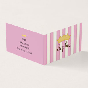 Pink Stripes Personalisierte Prinzessin Sozialrefe Visitenkarten