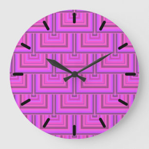 Pink stripes square scales pattern große wanduhr