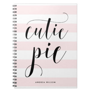 Pink Stripes Süsse Pie Kalligrafie Personalisiert Notizblock