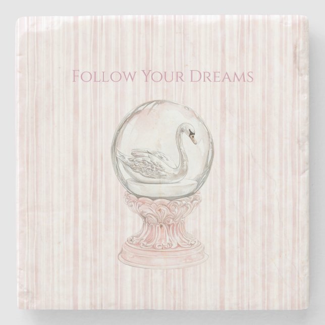 Pink Stripes Swan   Steinuntersetzer (Vorderseite)