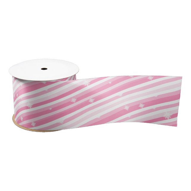 Pink Stripes Vintage Weihnachten Satinband (Spule)