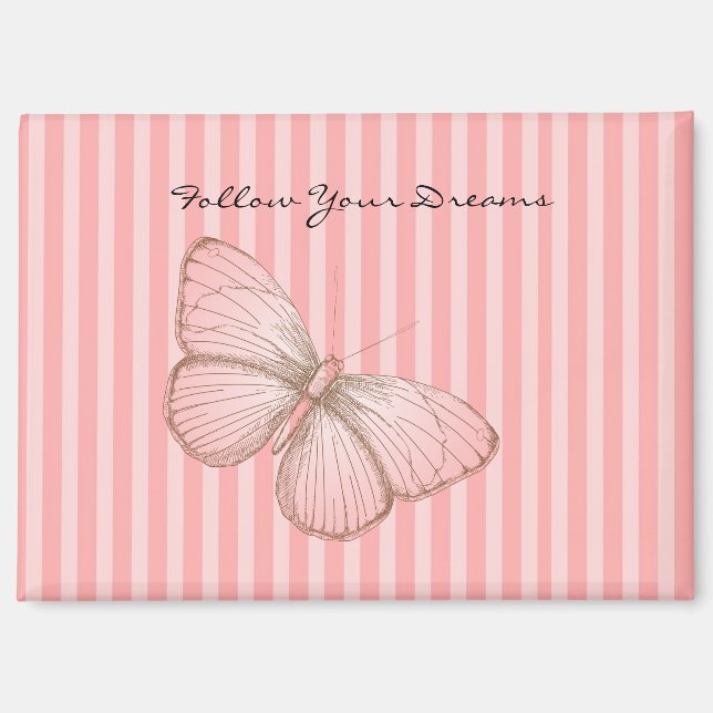 Pink Stripes with Butterfly Magnet (Vorderseite)