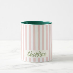 Pink Stripte Pastel Retro Kundenspezifische Tasse