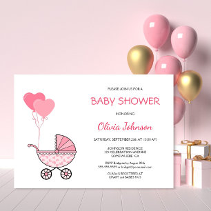 Pink Stroller Babydusche Einladung