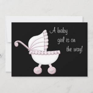Pink Stroller Girl Babydusche Einladung