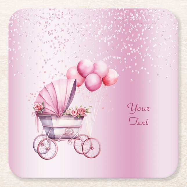 Pink Stroller Paper Untersetzer (Vorderseite)