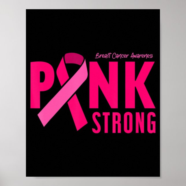 Pink Strong Breast Cancer Awareness T - Shirt154 Poster (Vorne)