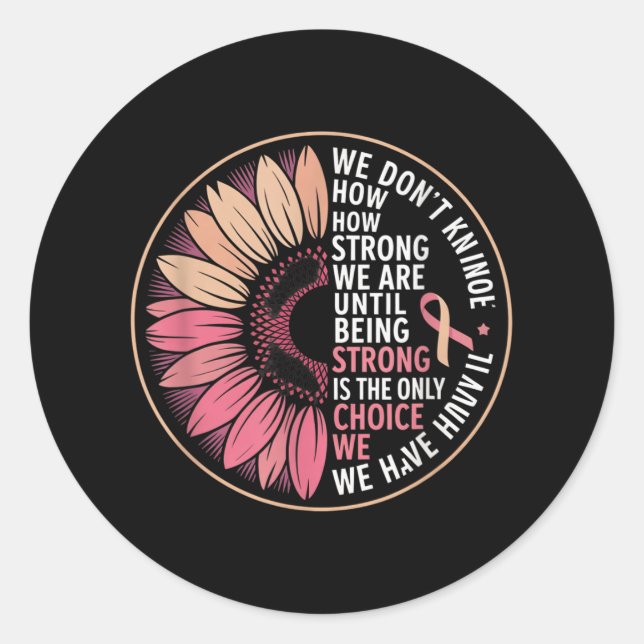 Pink Strong Mindset Breast Cancer Awareness Design Runder Aufkleber (Vorderseite)