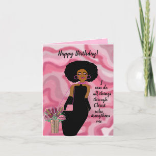 Pink Stylish African American Woman Scripture  Car Karte