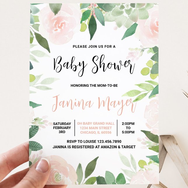 Pink Succulent Baby Dusche Einladung (Von Creator hochgeladen)