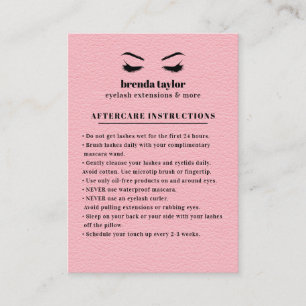 Pink Süde Eyelash Browbar Aftercare Instructions Visitenkarte