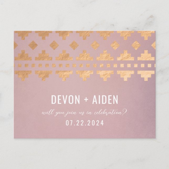 Pink Südwest Gleam Wedding Antwort Postkarte (Vorderseite)
