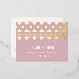 Pink Südwest Gleam Wedding Reply Folie Einladungspostkarte