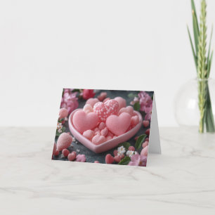Pink Sugar Candy Hearts Valentine Gruß Feiertagskarte