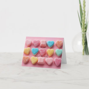 Pink Sugar Candy Hearts Valentine Gruß Feiertagskarte
