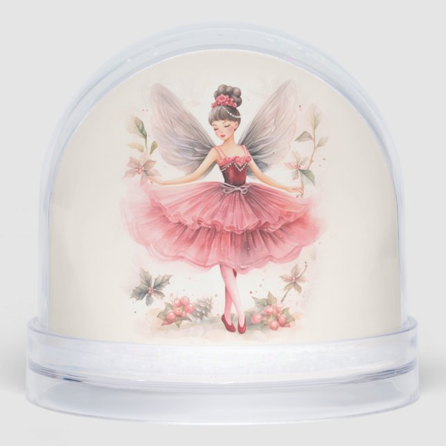Pink Sugar Plum Fairy Weihnachten Schneekugeln (Vorderseite)