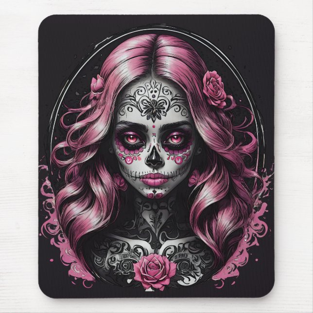 Pink Sugar Skull-2 Mousepad (Vorne)