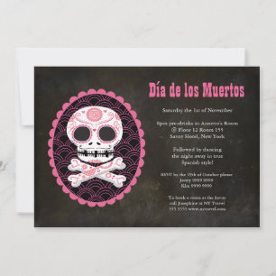 Pink Sugar Skull Day of the Dead Party Einladung