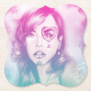Pink Sugar Skull Makeup Girl, Shaped Untersetzer