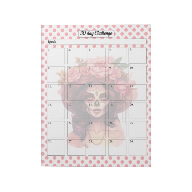 Pink Sugar Skull Weichtracker Notizblock (Rotiert)