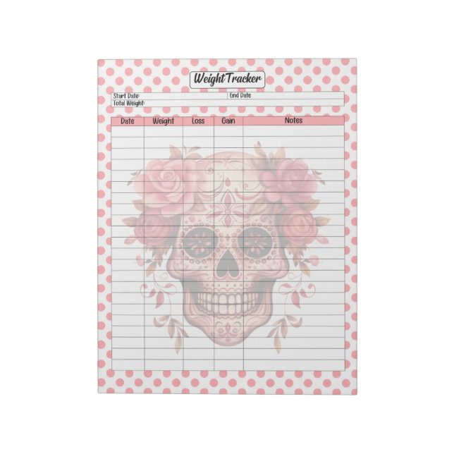 Pink Sugar Skull Weichtracker Notizblock (Rotiert)