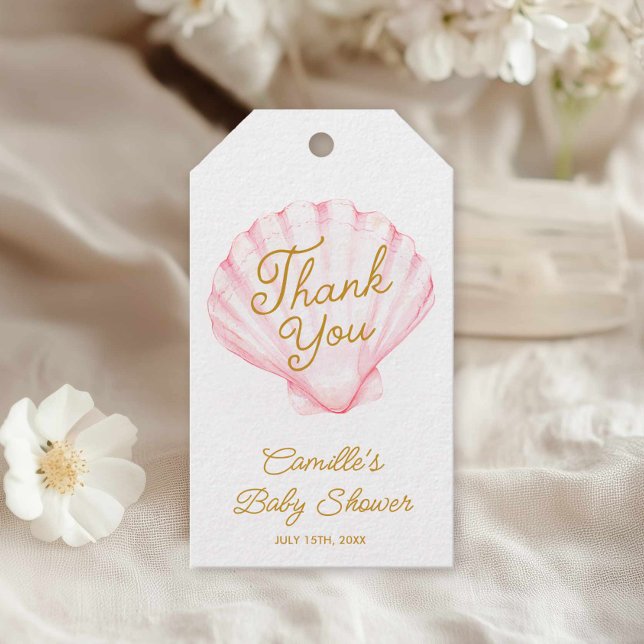 Pink Summer Beach Baby Dusche Vielen Dank Geschenkanhänger (Pink Summer Beach Baby Shower Thank you Favor Tags)