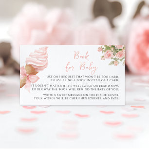 Pink Summer Ice Cream Book for Baby Girl Dusche Begleitkarte