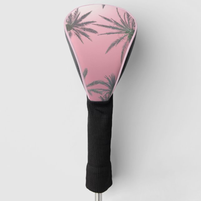 Pink Summer Sky und Palmen Golf Headcover (Vorderseite)