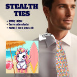 Pink Summer Unicorn Beach Stealth Krawatte<br><div class="desc">Aus der Ferne sieht es aus wie eine typische Krawatte von Männern,  aber ganz nah ist es ein niedliches kleines Einhorn,  das sich am Strand amüsiert. Pastellrosa und blau machen dies zu einer großartigen Krawatte für den Frühling und den Sommer.</div>