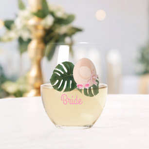 Pink Summertime Glam Bachelorette Braut Weinglas Ohne Stiel