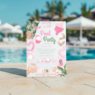 Pink Summertime Glam | Pool-Party Einladung