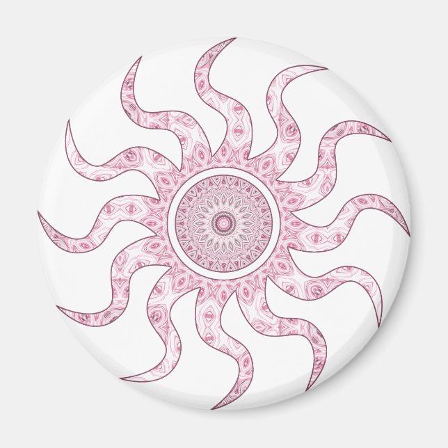 Pink Sun Mandala Design Magnet (Vorne)
